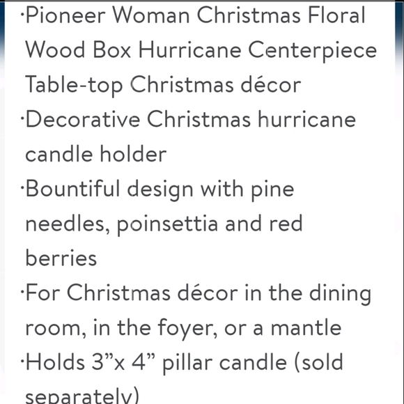 New Pioneer Woman Cheerful Rose Wood Box Hurricane Center Piece - Picture 4 of 6